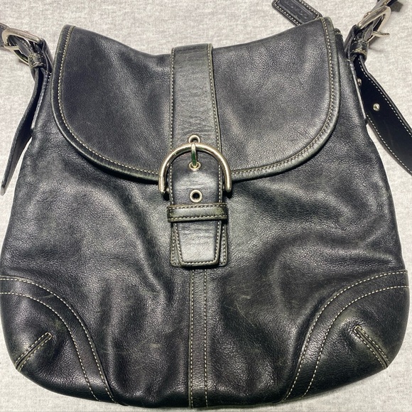 Coach Soho Bag Medium Black Leather Shoulder Cross Body Magnet Snap G04S 9480 - Picture 1 of 15